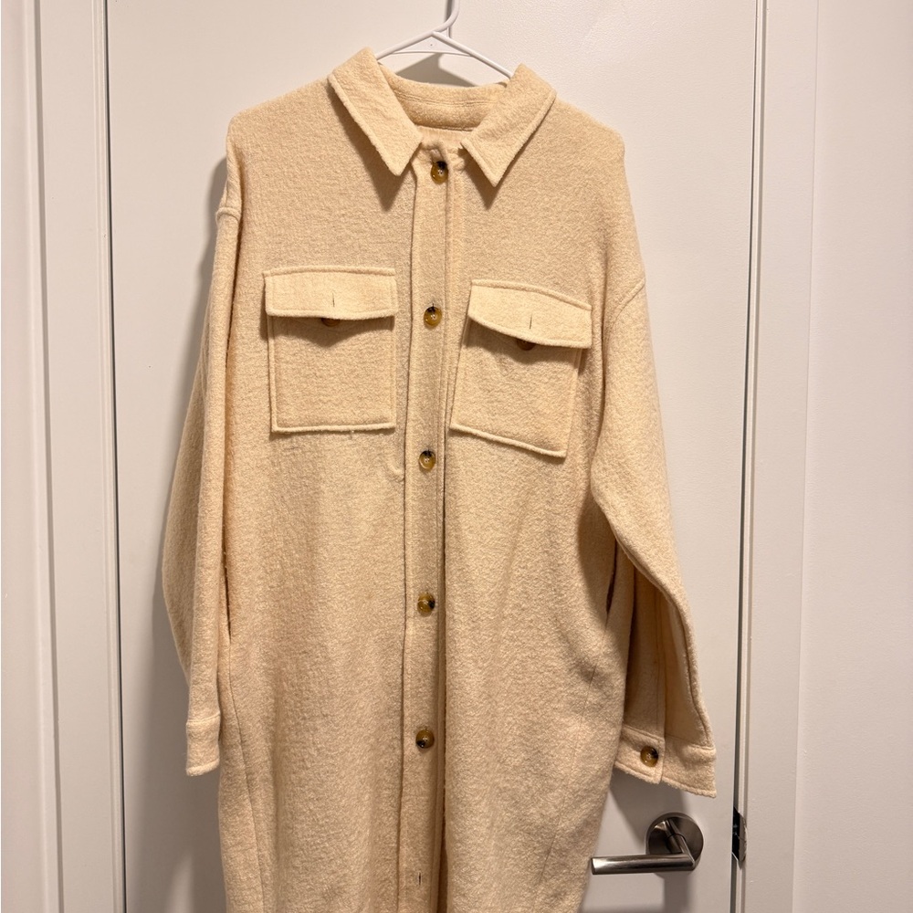 OAK + FORT Cream Teddy Jacket